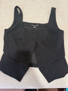 Rachel Zoe Black Tailored Button Vest
